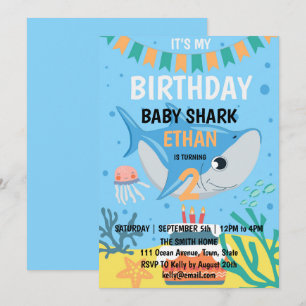 Süße Baby-Hai-Geburtstagsfeier-Einladung Einladung