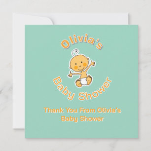 Süße Baby-Illustration Personalisierte Babyparty Dankeskarte