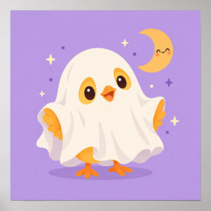 Süße Baby-Küken-Geist Halloween-Illustration Poster