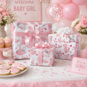Süße Baby-Mädchen-Baby-Party & Geschenk für neugeb Geschenkpapier