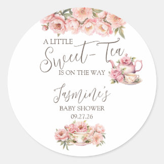 Süße Baby Mädchen Teeparty Babyparty Einladung Runder Aufkleber