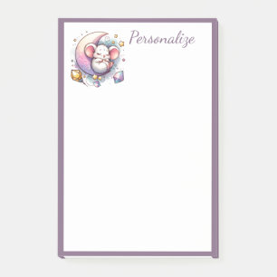 Süße Baby-Maus schläft auf dem Mond Personalisiere Post-it Klebezettel