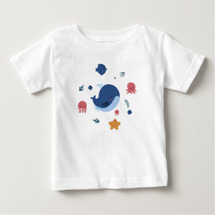 Süße Baby-Meereslebewesen Wal Quallen Krake Baby T-shirt