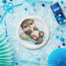 Süße Baby-Otter-Geburtstagsfeier-Papier