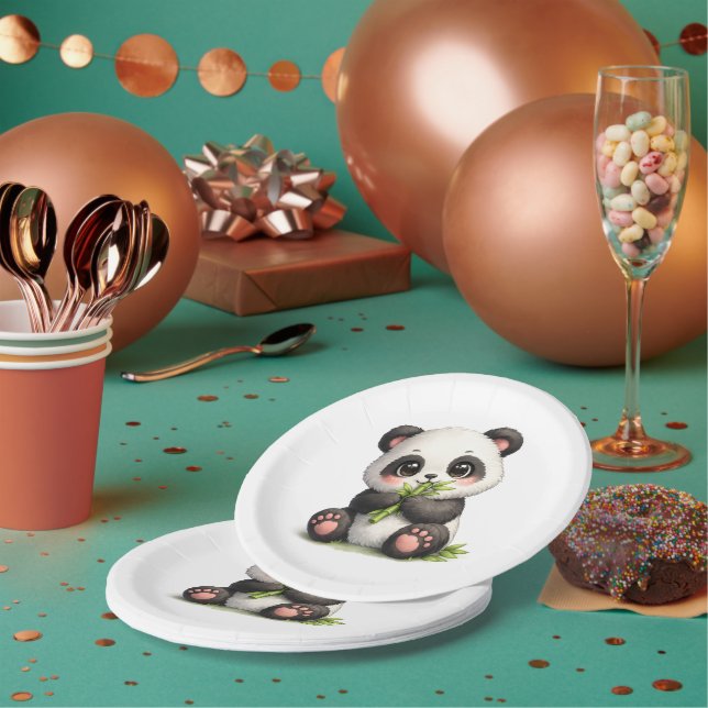 Süße Baby-Panda-Bambus-Papierteller Pappteller (Multi)