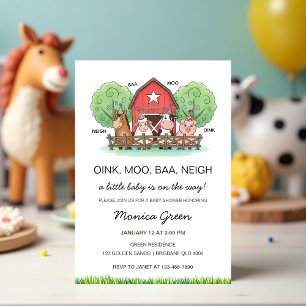 Süße Baby-Party auf dem Bauernhof Einladung