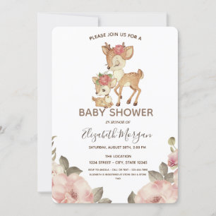 Süße Baby-Rentier-Blumen-Baby-Party Einladung