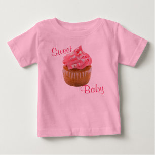 Süße Baby-Rosa-Geometrische-Cupcake Baby T-shirt