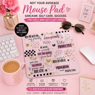 Süße Baby-Rosa Zitate zur Selbstliebe und Inspirat Mousepad