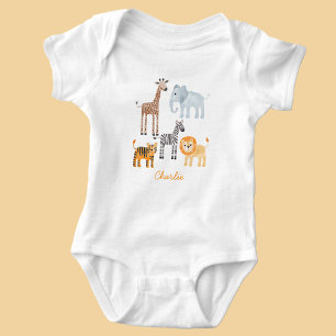 Süße Baby-Safari-Tier-Wasserfarbe mit individuelle Baby Strampler