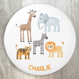 Süße Baby-Safari-Tier-Watercolor-Personalisierter Keramikknauf
