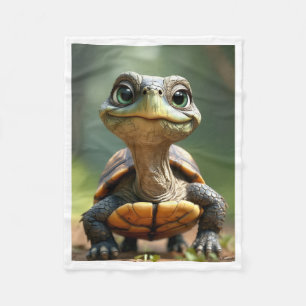 Süße Baby-Schildkröte Natur Kunst Fleece-Decke Fleecedecke