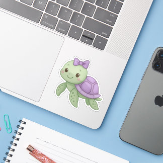 Süße Baby-Schildkröten-Sticker mit lila Panzer  Aufkleber