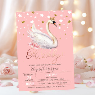 Süße Baby-Schwan-Krone Sterne Blumen Baby Shower Einladung