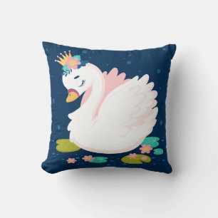 Süße Baby-Schwan-Prinzessin Weiß Pink Grün Blau Kissen