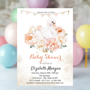 Süße Baby-Schwan-Rosen-Baby-Party Einladung