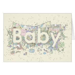 Süße Baby Shower Wortkunst Pastellfarben Neutral