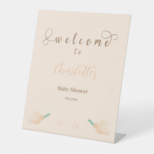 Süße Baby-Taube Baby-Shower-Willkommen Sockelschild
