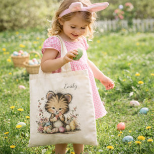 Süße Baby-Tiger-Osterillustration Tragetasche