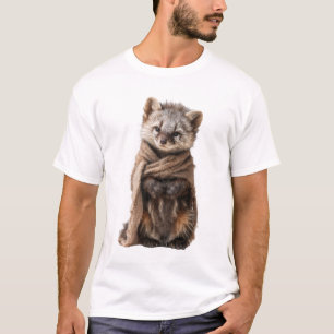 Süße Baby-Waschbär-Illustration mit Wollschal T-Shirt