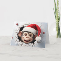Süße Baby-Weihnachtstiere 3D-Affe Gruß