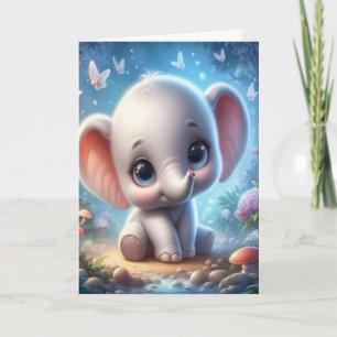 Süße Baby Weiße Elefant Grußkarte Floral Feiertagskarte