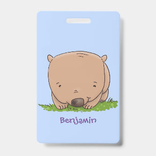 Süße Baby-Wombat-Cartoon-Illustration Ausweis