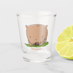 Süße Baby-Wombat-Cartoon-Illustration Schnapsglas