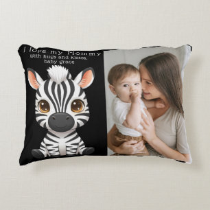 Süße Baby-Zebra-Kunst, Name des Kindes und Nachric Dekokissen