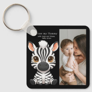Süße Baby-Zebra-Kunst, Name des Kindes und Nachric Schlüsselanhänger