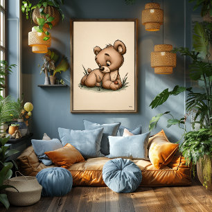 Süße Babybär-Nursery-Kunst Skandinavisch Minimalis Poster