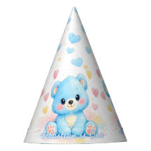 Süße Babybären Blaue Geburtstags-Pastell-Partyhut