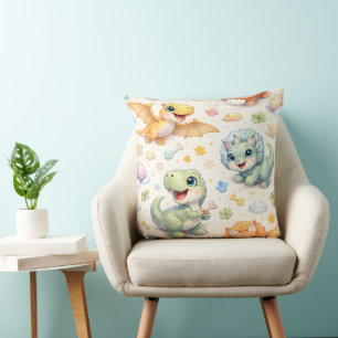 Süße Babydinosaurier- Soft-Pastell-Nursery-Wurfkis Kissen