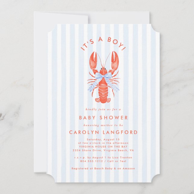 Süsse Babydusche an der Küste Einladung (Vorderseite)