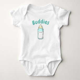 süße Babyflasche Trinkfreunde Zwilling Baby Strampler