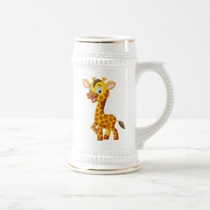 Süße Babygiraffe lächelt Cartoon-35280 Bierglas