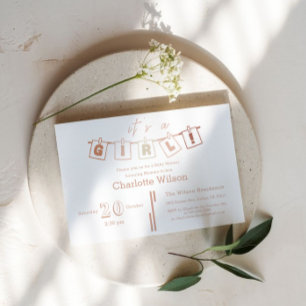 Süße Babygirl-Showerparty Braun kariert Notedry Einladung