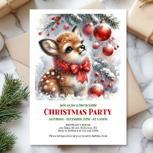 Süße Babyhirsch-Aquarell-Weihnachtseinladung digit Einladung