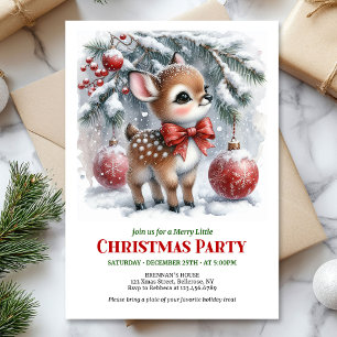 Süße Babyhirsch-Aquarell-Weihnachtseinladung Einladung