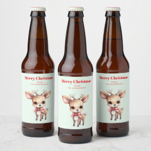 Süße Babyhirsch-Cartoon-Illustration Bierflaschenetikett