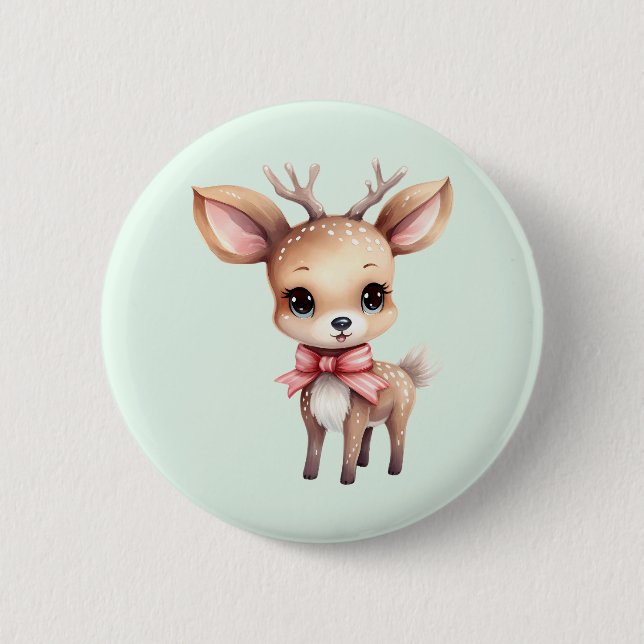 Süße Babyhirsch-Cartoon-Illustration Button (Vorderseite)