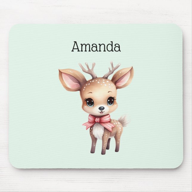 Süße Babyhirsch-Cartoon-Illustration Mousepad (Vorne)