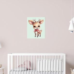 Süße Babyhirsch-Cartoon-Illustration Poster