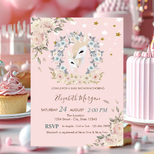 Süße Babyhirschblumen, Sterne Baby Shower  Einladung
