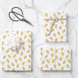 Süße Babyküken Herzen Kawaii Geschenkpapier Set