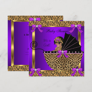 Süße Babyparty Baby Mädchen Leopard Lila Rosa Einladung