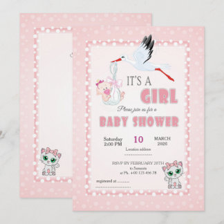 Süße Babyparty-Einladung - es ist ein Mädchen! Einladung