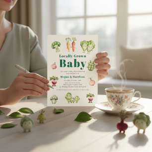 Süße Babyparty-Einladung mit QR-RSVP für Gemüse-Ba Einladung