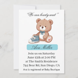 Süße Babyparty-Einladung Süßes Bären-Thema Einladung
