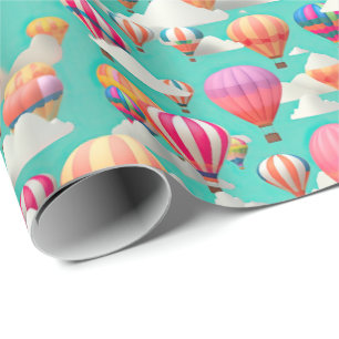Süße Babyparty-Heißluftballon-Kachel Geschenkpapier